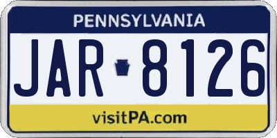 PA license plate JAR8126