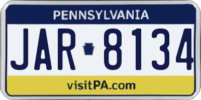 PA license plate JAR8134