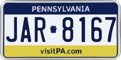 PA license plate JAR8167