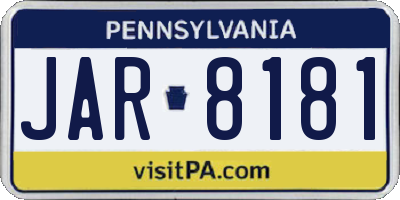 PA license plate JAR8181