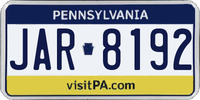 PA license plate JAR8192