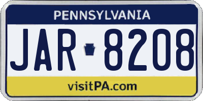 PA license plate JAR8208