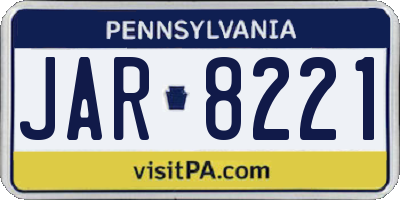 PA license plate JAR8221