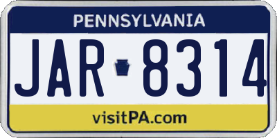 PA license plate JAR8314