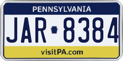 PA license plate JAR8384