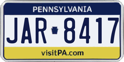 PA license plate JAR8417