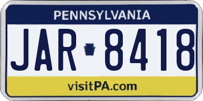 PA license plate JAR8418