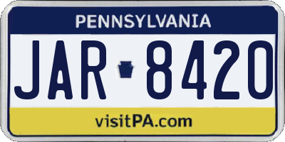 PA license plate JAR8420