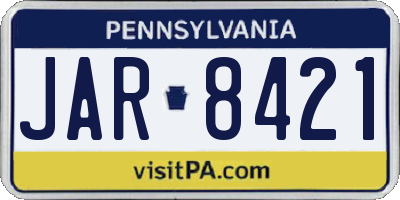 PA license plate JAR8421