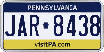 PA license plate JAR8438