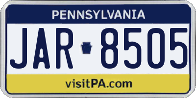 PA license plate JAR8505