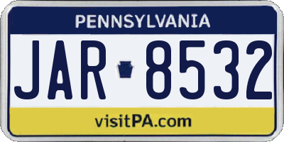PA license plate JAR8532