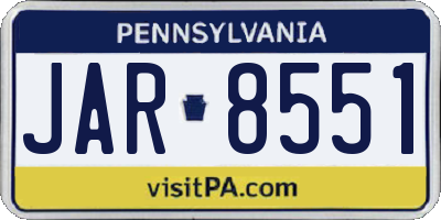 PA license plate JAR8551