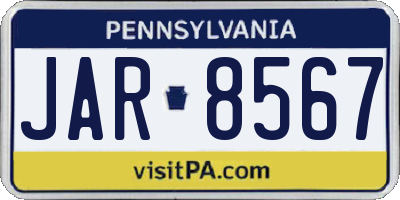 PA license plate JAR8567
