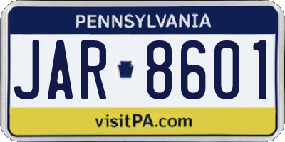 PA license plate JAR8601
