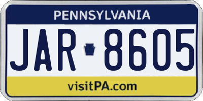 PA license plate JAR8605