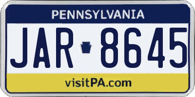 PA license plate JAR8645