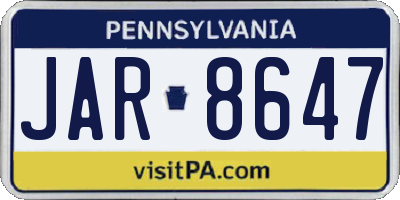 PA license plate JAR8647