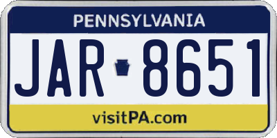 PA license plate JAR8651