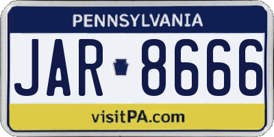 PA license plate JAR8666