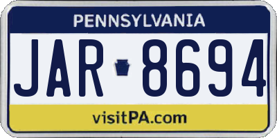 PA license plate JAR8694