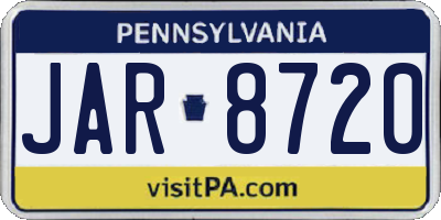 PA license plate JAR8720