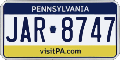 PA license plate JAR8747