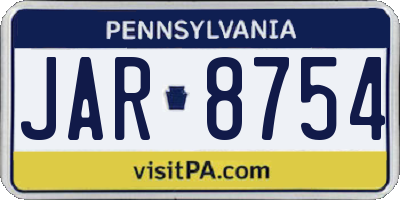 PA license plate JAR8754