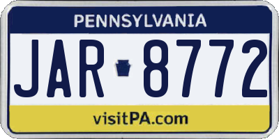 PA license plate JAR8772