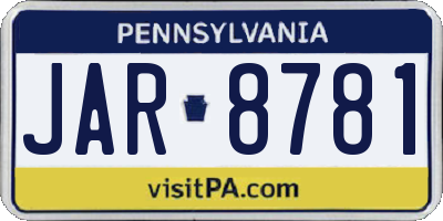 PA license plate JAR8781