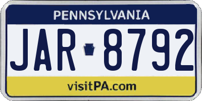 PA license plate JAR8792