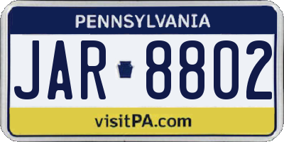 PA license plate JAR8802