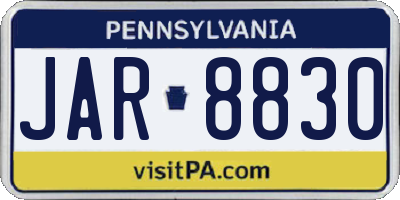 PA license plate JAR8830