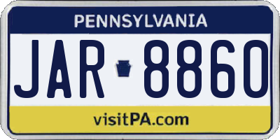 PA license plate JAR8860