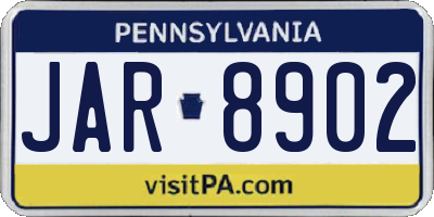 PA license plate JAR8902