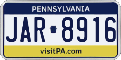 PA license plate JAR8916