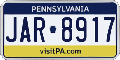 PA license plate JAR8917