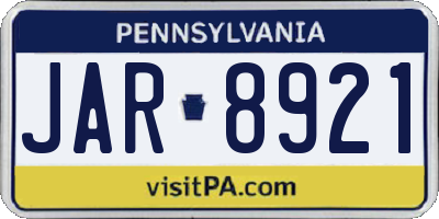 PA license plate JAR8921