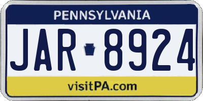 PA license plate JAR8924