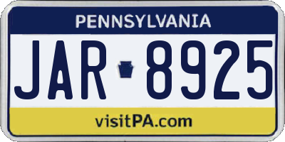PA license plate JAR8925