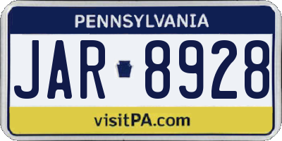 PA license plate JAR8928