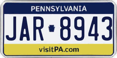 PA license plate JAR8943