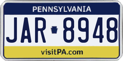 PA license plate JAR8948