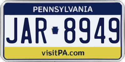 PA license plate JAR8949