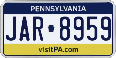 PA license plate JAR8959