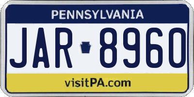 PA license plate JAR8960