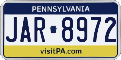 PA license plate JAR8972