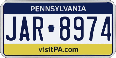 PA license plate JAR8974