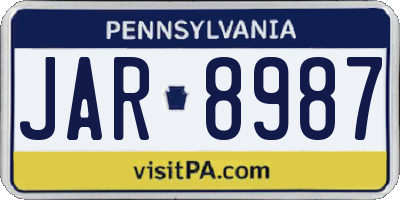 PA license plate JAR8987
