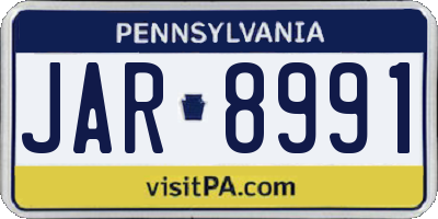 PA license plate JAR8991